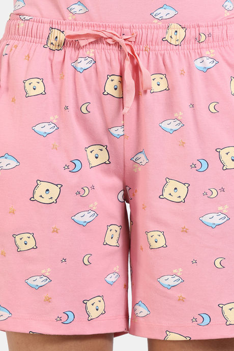 Zivame Joyful Jingles Knit Cotton Shorts Set - Quartz Pink — image 6